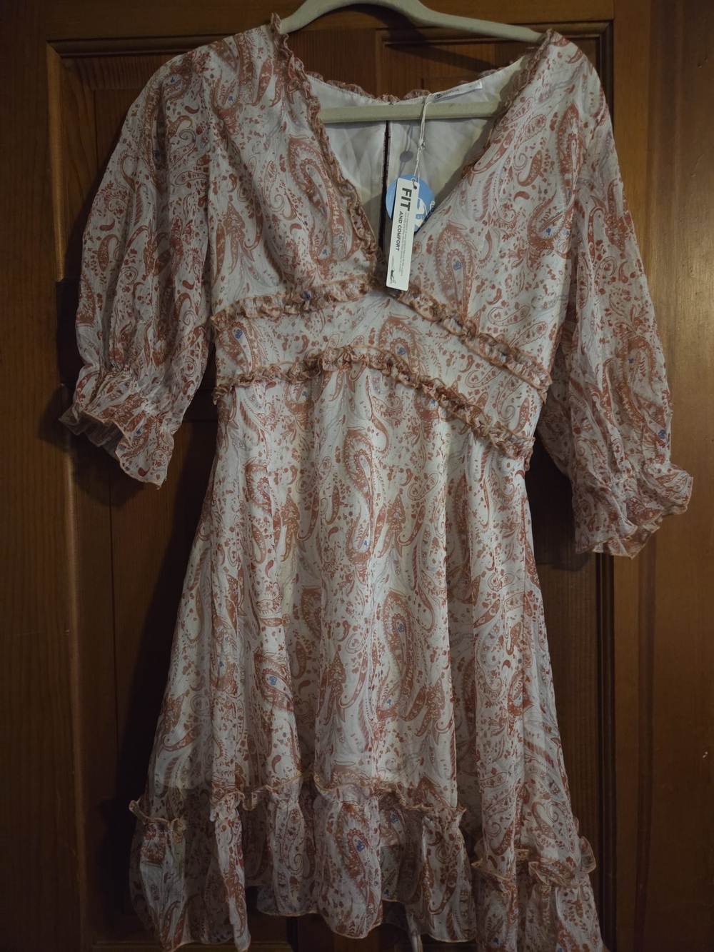 Cupshe Rust Paisley Print White High-Low Boho Dress